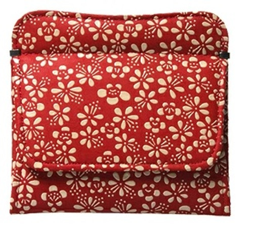 INDENYA Compact Purse 1208 with Ume Flower Pattern, White on Red