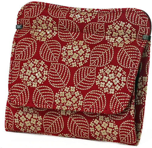 INDENYA Compact Purse 1208 with Hortensia Pattern, White on Red