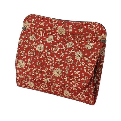 INDENYA Compact Purse 1208 with Camellia Pattern, White on Red