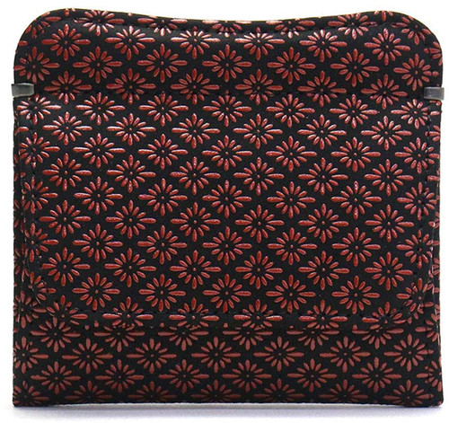 INDENYA Compact Purse 1208 with Chrysanthemum Grid Pattern, Red on Black