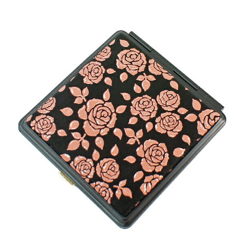 INDENYA Pocket Mirror 5015, Small Roses Pink on Black