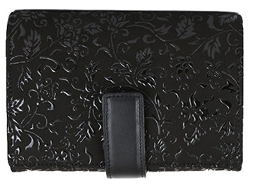 INDENYA Spacious Clasp Wallet 2213, Flower Arabesque Black on Black