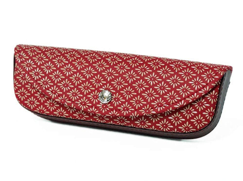 INDENYA Hard Shell Glasses Case 4210, Chrysanthemum Grid White on Red