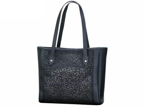 INDENYA Big Shopper 6027 Small Flower Arabesque, Black on Black