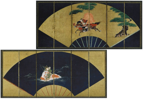BENRIDO Decorative Folding Screen, "the Battle at Ichinotani"