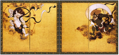 BENRIDO Decorative Folding Screen, "Raijin and Fuujin" Large