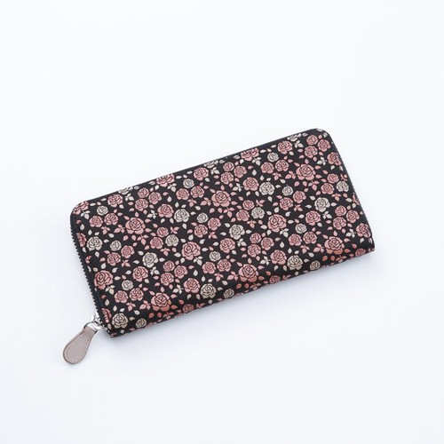 INDENYA Long Wallet with a Zipper 2317 'KAGUWA' with Rose Pattern