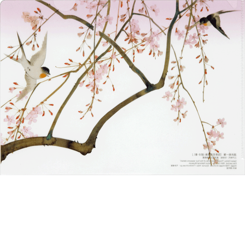 BENRIDO A5 Pocket Size Clear file, "Flowers and Birds of the Four Seasons"