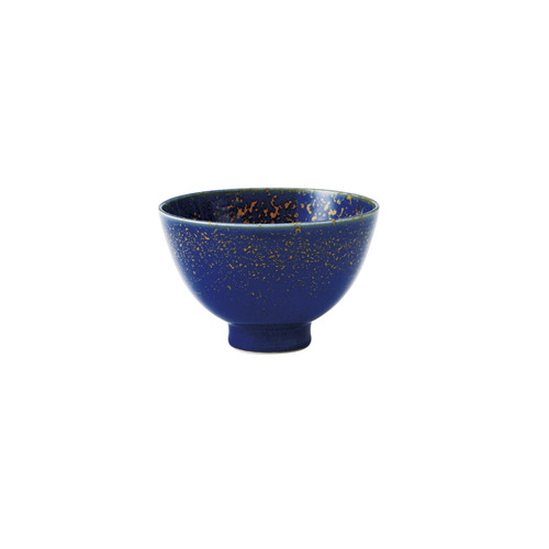 MARUKATSU Porcelain "TEN-KUU" Starry Sky Rice Bowl, Blue Small