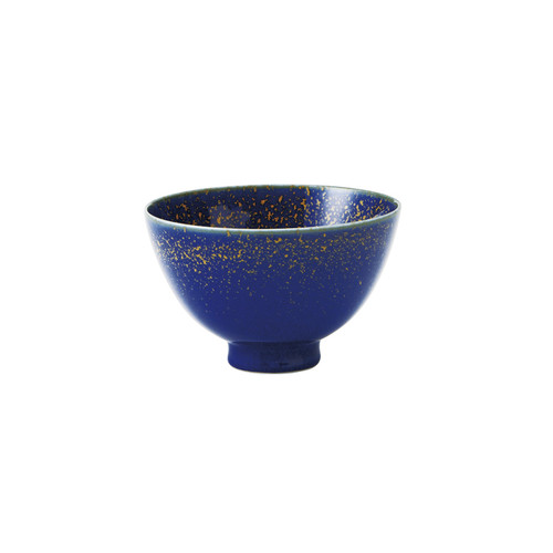 MARUKATSU Porcelain "TEN-KUU" Starry Sky Rice Bowl, Blue Medium