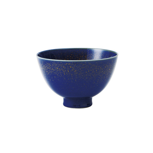 MARUKATSU Porcelain "TEN-KUU" Starry Sky Rice Bowl, Blue Large