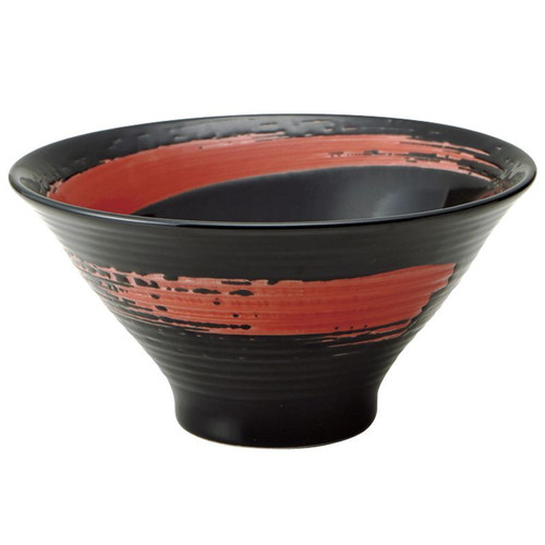 MARUKATSU Porcelain "EN" Deep Bowl with Accent Red