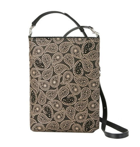 INDENYA Long-type Shoulder Bag 6046 Paisley, White on Black