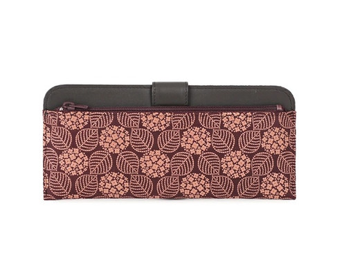 INDENYA Ultra Flat Wallet 2107 with a Hortensia pattern, Pink on Purple