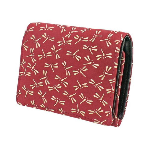 INDENYA Compact Women's Purse 2204 Dragonflies, White on Red