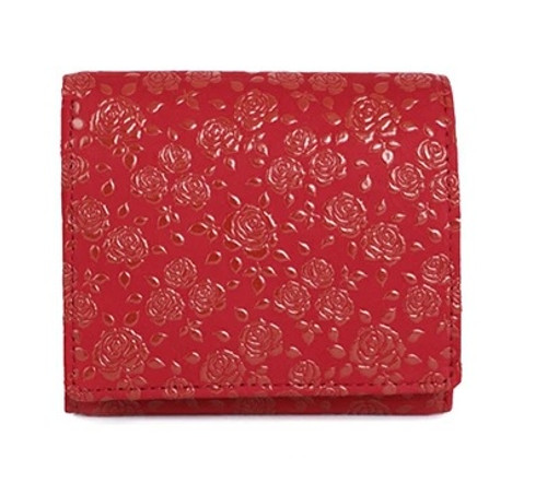 INDENYA Compact Women's Purse 2204 Roses, Red on Red