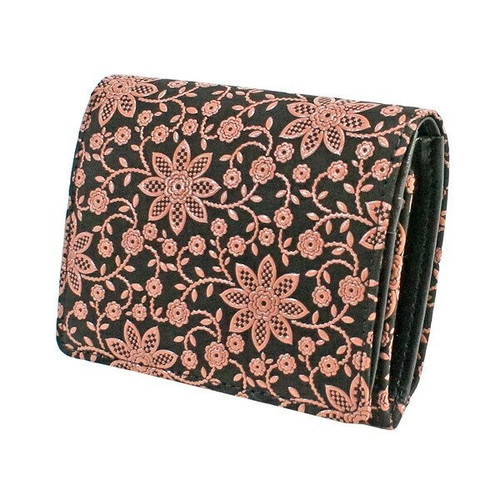 INDENYA Compact Women's Purse 2204 Clematis, Pink on Black
