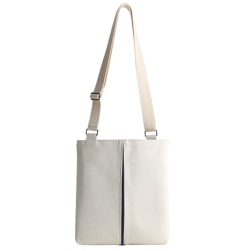 KOSHO ougi PLEATS Canvas casual Pochette, Ivory/Navy