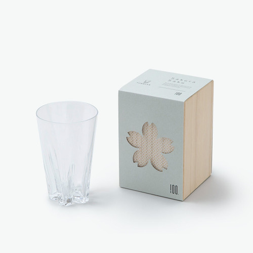 100%Design "SAKURASAKU" Tumbler (clear), 240cc with Paulownia gift box Clear