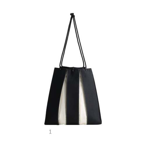 KOSHO ougi Traditional Japanese Cloth Bag Black Ivory