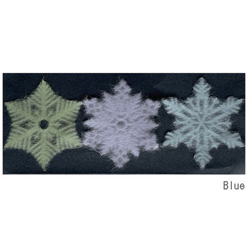 IEDA Mino Washi Reusable Window Decoration, SET 3 SS Snowflakes Flakes "Colorful" Blue