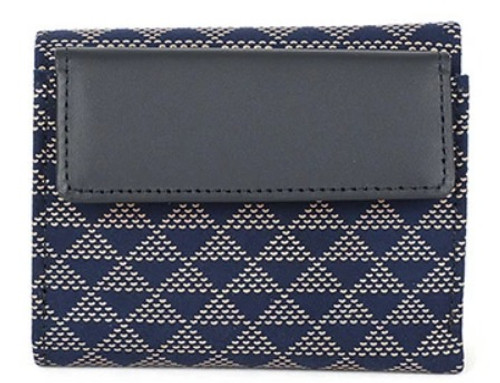 INDENYA Tri-fold Wallet with cover 2218, Triangles Pattern White on Blue