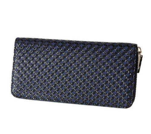 INDENYA Long Wallet with a Zipper 2317, Seven Treasures Black on Blue