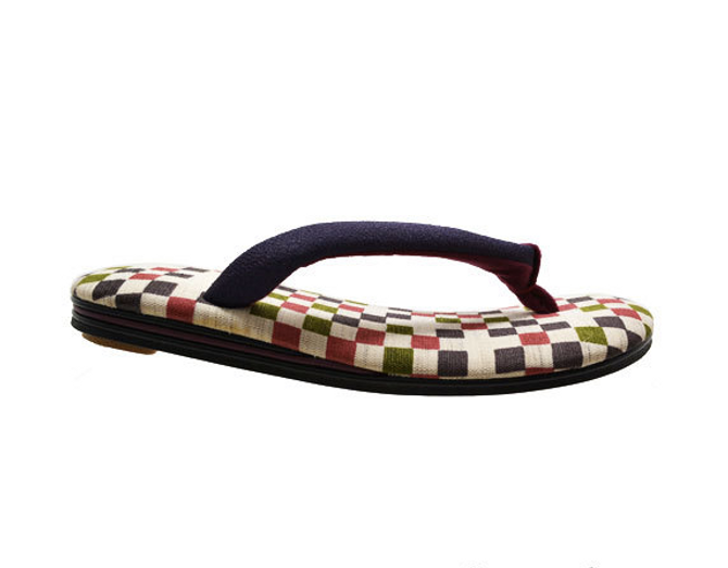 Ladies Colorful Checkered Setta with Hemp Sole (R1960)