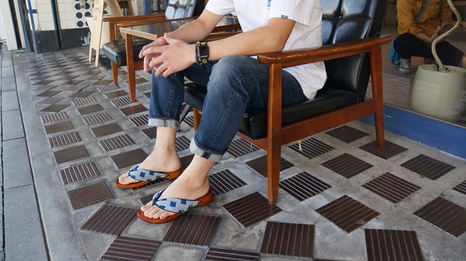 "Monogatari" Unisex Geta, Navy Nomura Collaboration Design (NT-33)