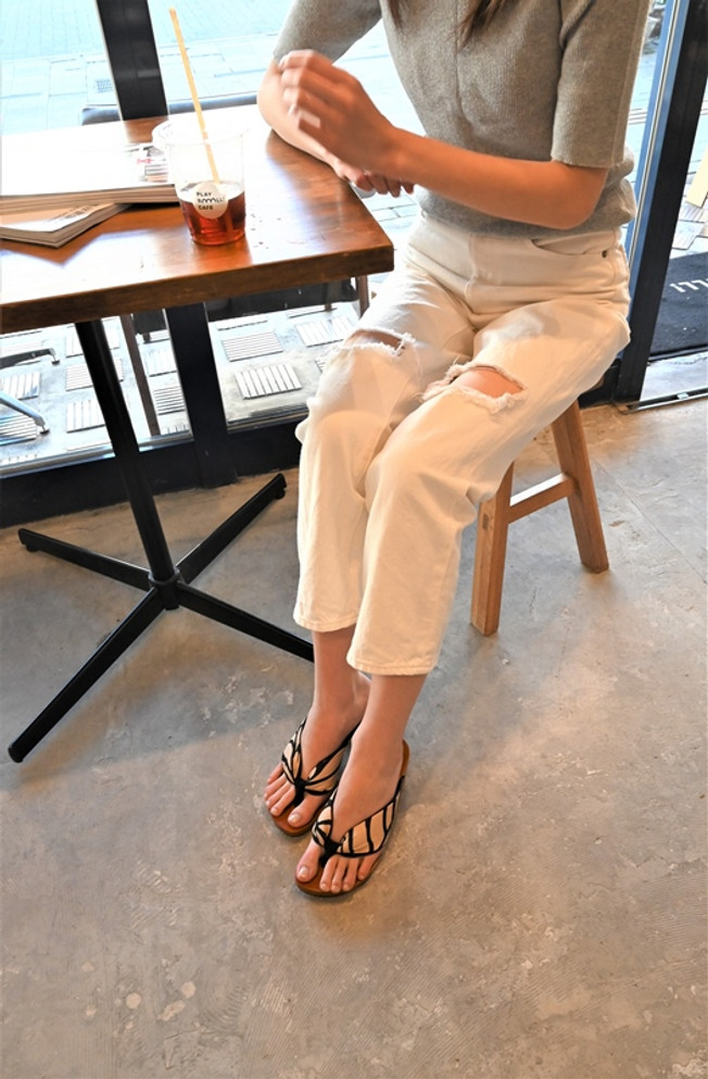 "hitete" heeled Geta, Beige Reef Thong (KC-18A)