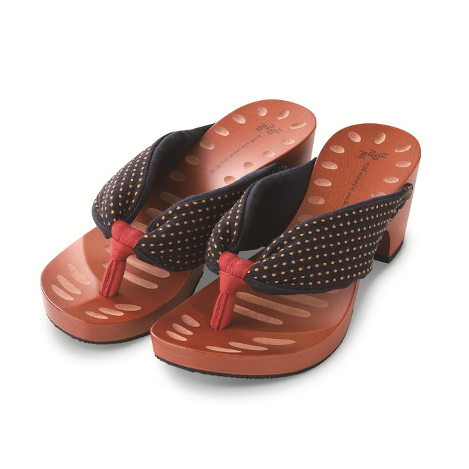 Mizutori hitete Geta Small Red Dots on Blue Thong (KCC-14)