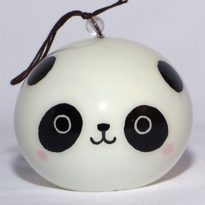 SHINOHARA Handmade Edofurin Glass Wind Chime with Panda painting