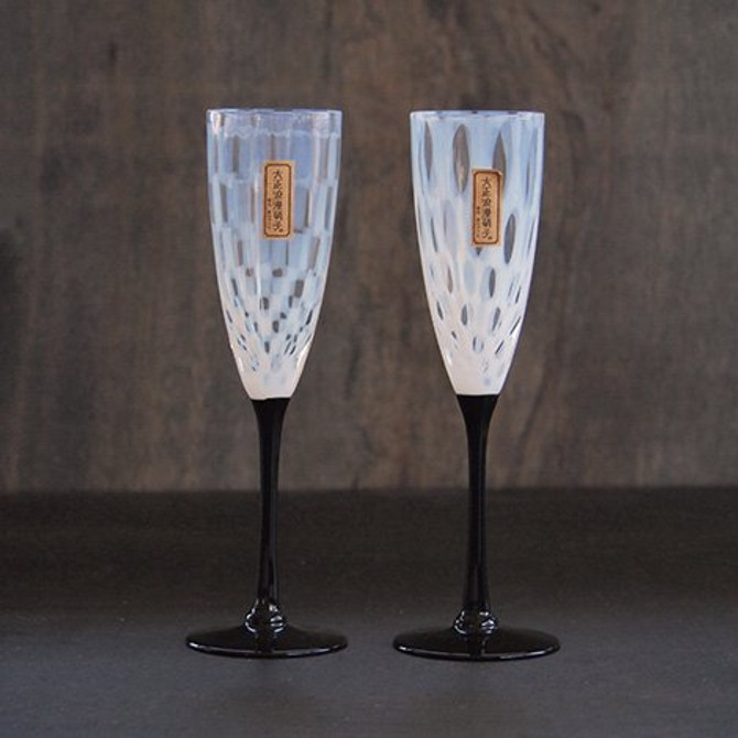 Decorated Champagne Glass, "TAISHO ROMAN"