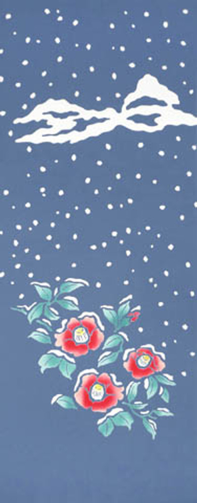 Tenugui with Snowy Camellia Flowers (245)