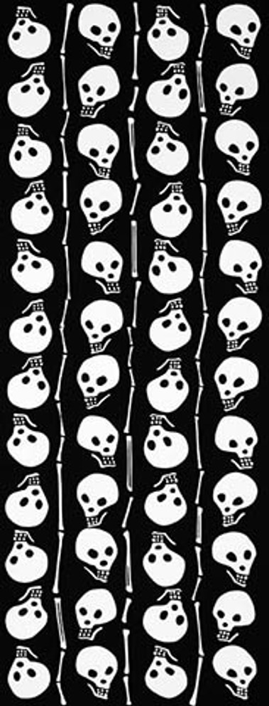Rienzome Wax-dyed Tenugui Cloth with dancing skulls (881)