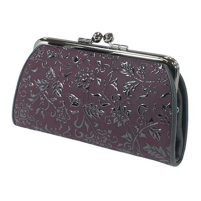 INDENYA Women's Purse 1501 with a Flower Arabesque Pattern, Black on Purple