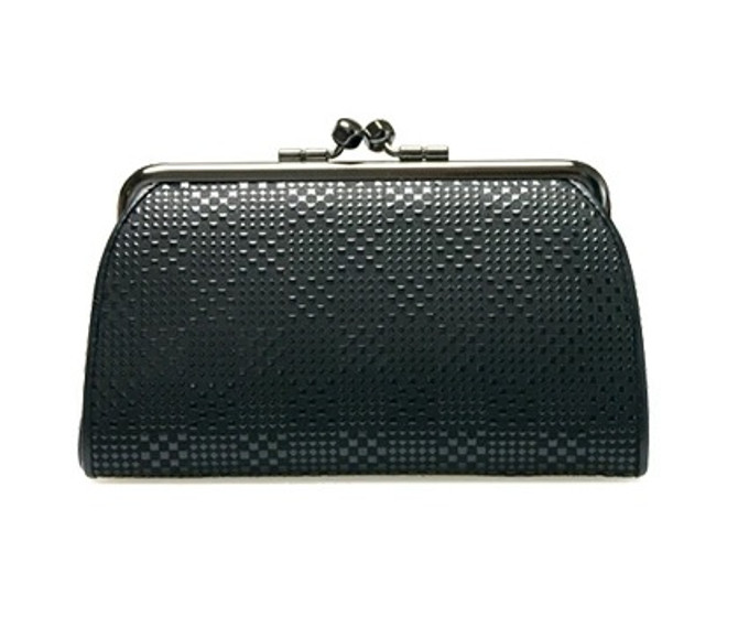 INDENYA Women's Purse 1501 with a Checkered Pattern, Black on Black