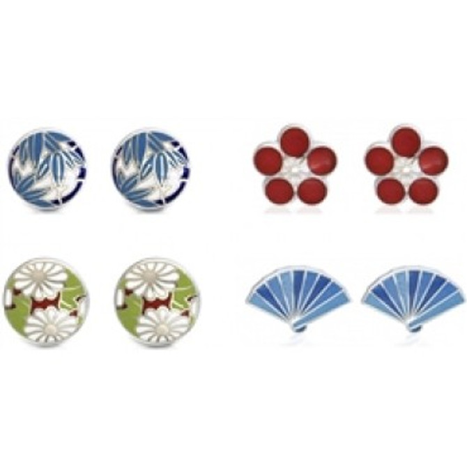 Ando Cloisonne Cufflinks Featuring Japanese Motifs