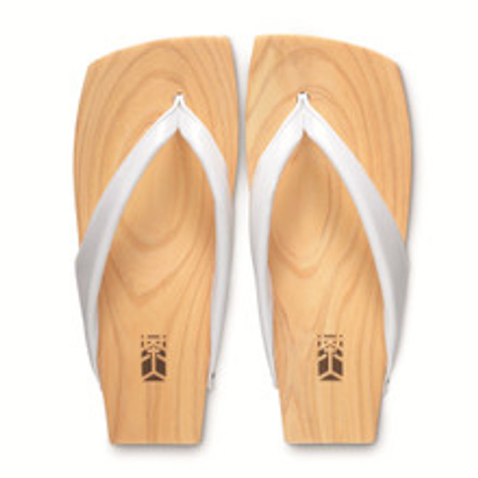 MIZUTORI Modern Geta Sandals for Men SAJIN, White Thong (SA-07)