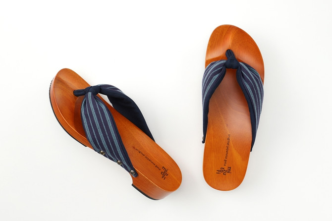 "Monogatari" Unisex Geta, Blue & Purple Stripes (T-2)