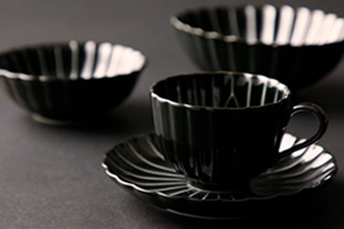 "GIYAMAN" Glass-look Porcelain Coffee Cup + Saucer SET