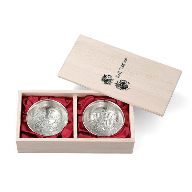 100% Tin Celebration Sake Cup SET