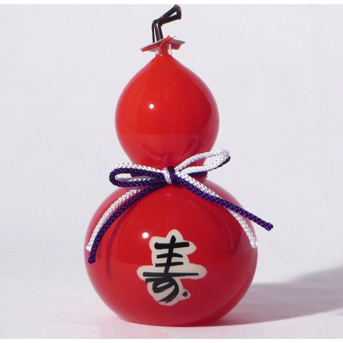 SHINOHARA Handmade Edofurin Gourd-Shaped Glass Wind Chime with "Kotobuki" painting
