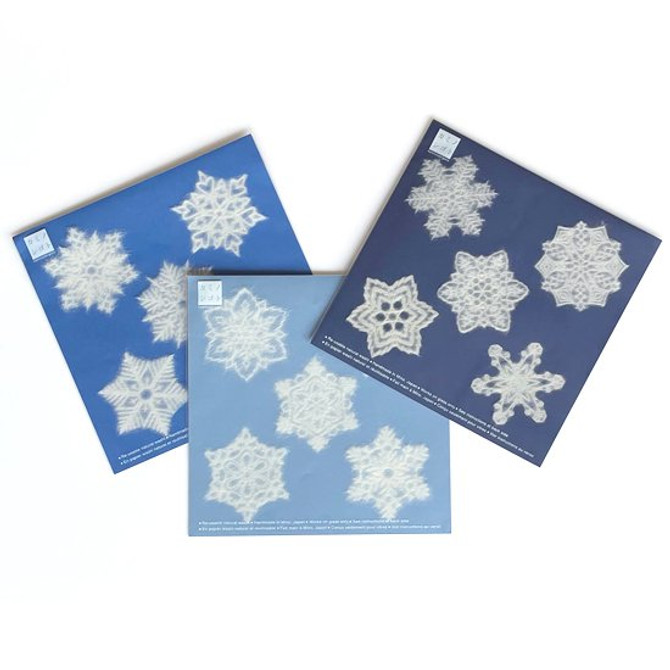 IEDA Mino Washi Reusable Window Decoration, SET 5 Snowflakes Flakes