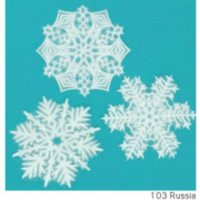 IEDA Mino Washi Reusable Window Decoration, SET 3 Snowflakes Flakes, Russia