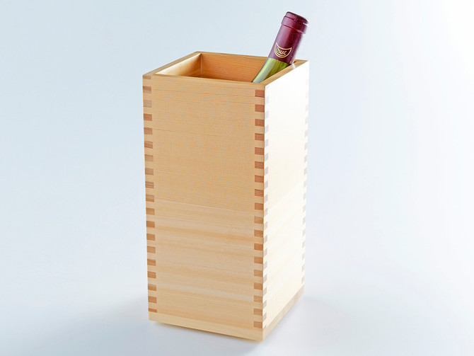 Masuya Wine Cooler Inspired by Japanese Masu Cups in Hinoki Cypress