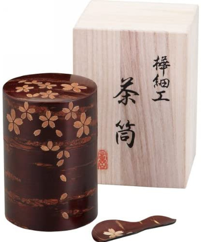 TOMIOKA Cherry Bark Tea Container Decorated with Cherry Blossoms Large
