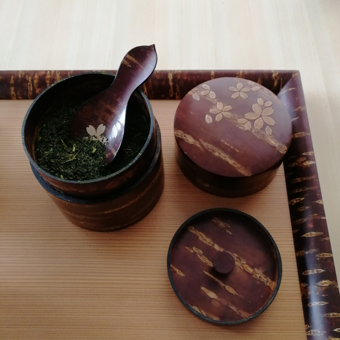 Traditional Japanese Tea Scoop Made of Cherry Bark