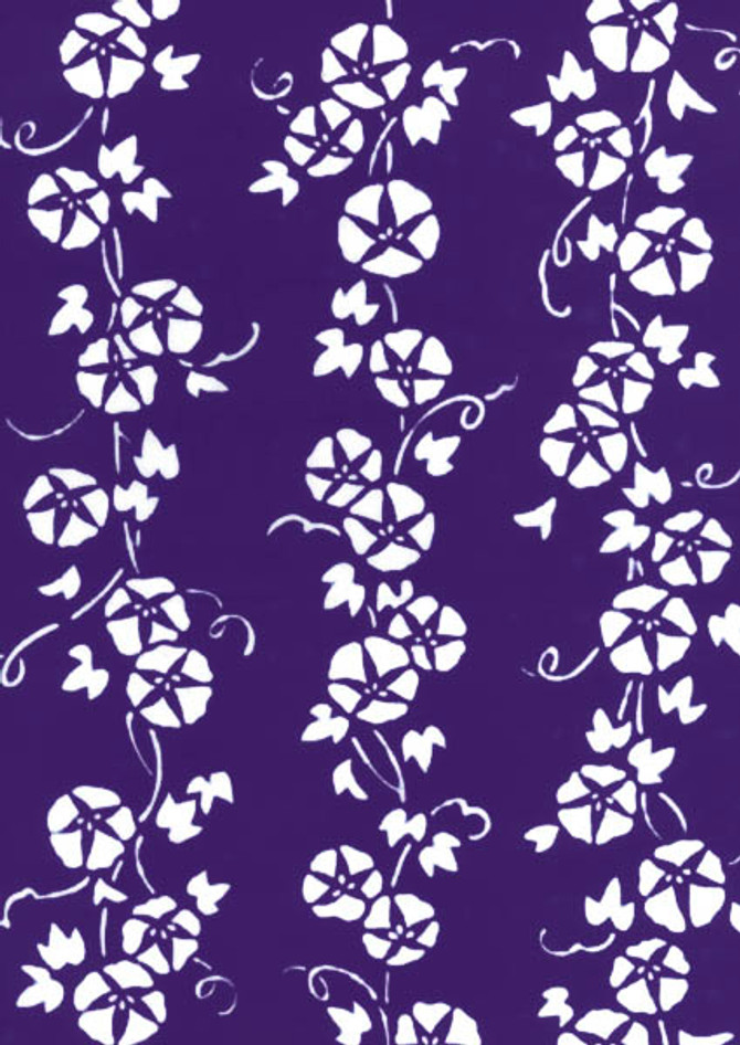 Purple Rienzome Tenugui with Patterns of Morning Glory Flowers (838)