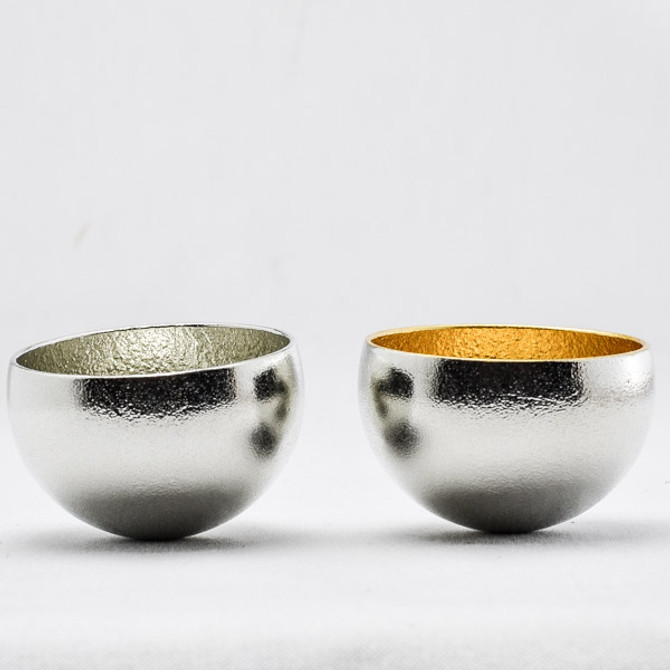 100% Tin Sake Cup "KUZUSHI YURE" (with Gold Leaf)